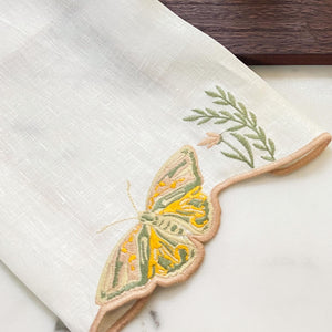 TOALHA DE LAVABO LINHO PURO BORBOLETA 30 X 50 CM