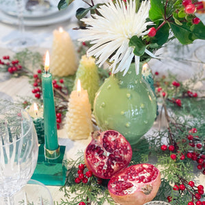 VELAS PARA CASTIÇAL CÔNICA VERDE ESCURO  18 CM - 02 UNIDADES