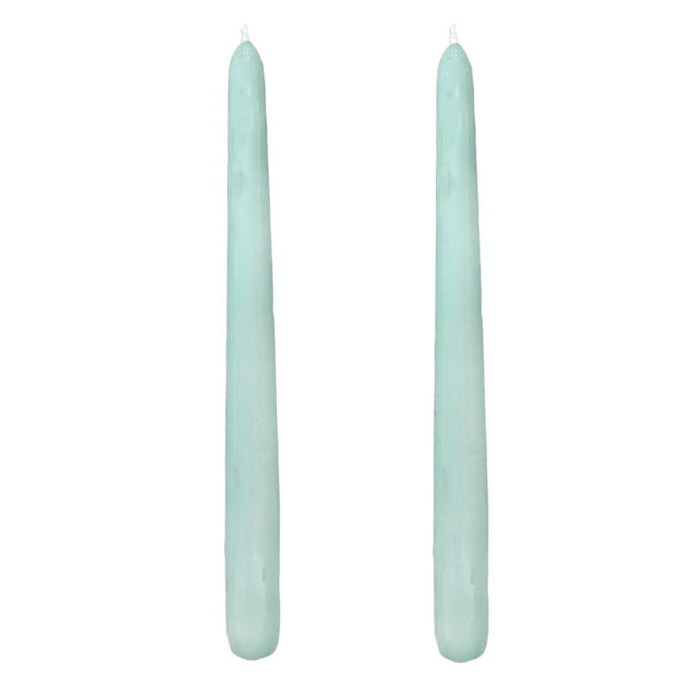 VELAS PARA CASTIÇAL CÔNICA VERDE ÁGUA  25 CM - 02 UNIDADES