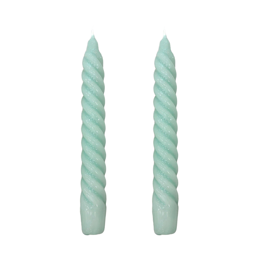 VELAS PARA CASTIÇAL TWIST BOLD VERDE ÁGUA 18 CM - 02 UNIDADES