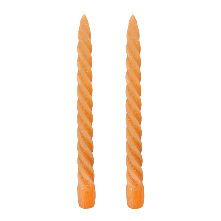 VELAS PARA CASTIÇAL TWIST LARANJA 25 CM - 02 UNIDADES