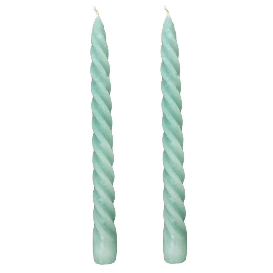 VELAS PARA CASTIÇAL TWIST VERDE ÁGUA 25 CM - 02 UNIDADES