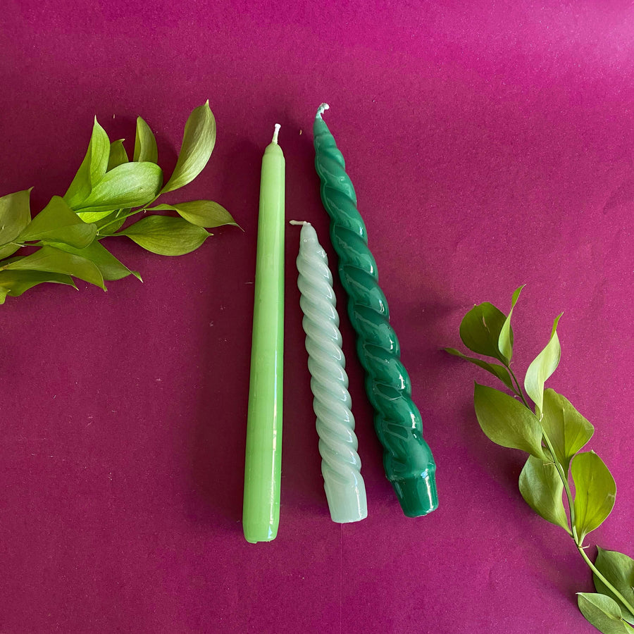 VELAS PARA CASTIÇAL TWIST BOLD VERDE ÁGUA 18 CM - 02 UNIDADES