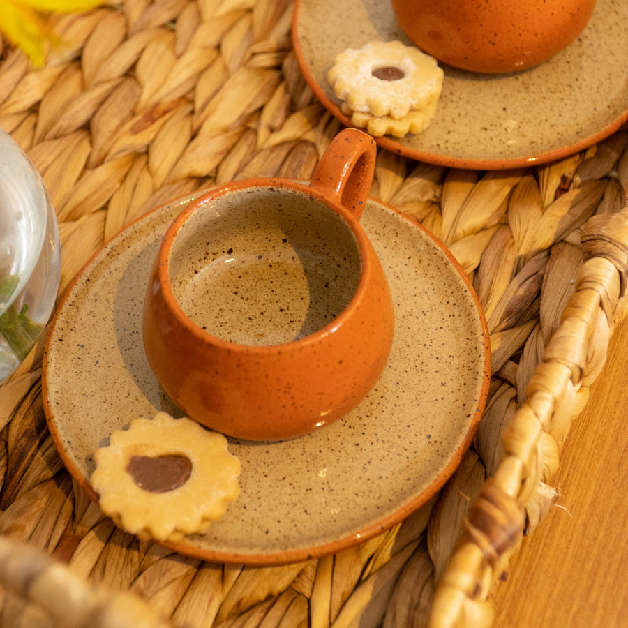 XÍCARA DE CAFÉ CERÂMICA ARTESANAL TERRACOTA